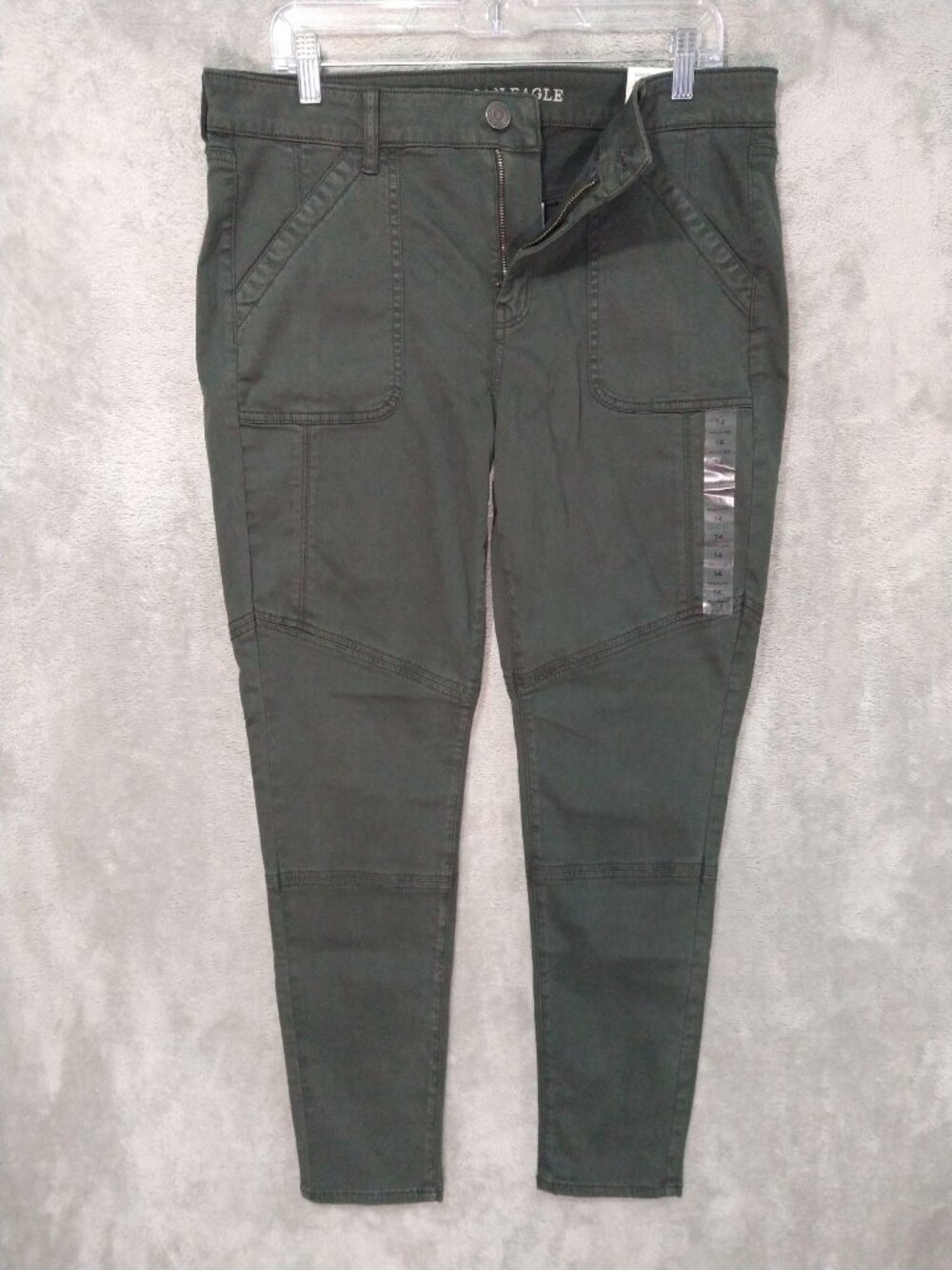 American Eagle Jeans Women 14 Green Denim Super Stretch X Low Rise Jegging